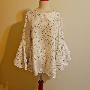 NWOT! Lafayette 148 Meg Boxes Sleeve Silk Blouse size Medium